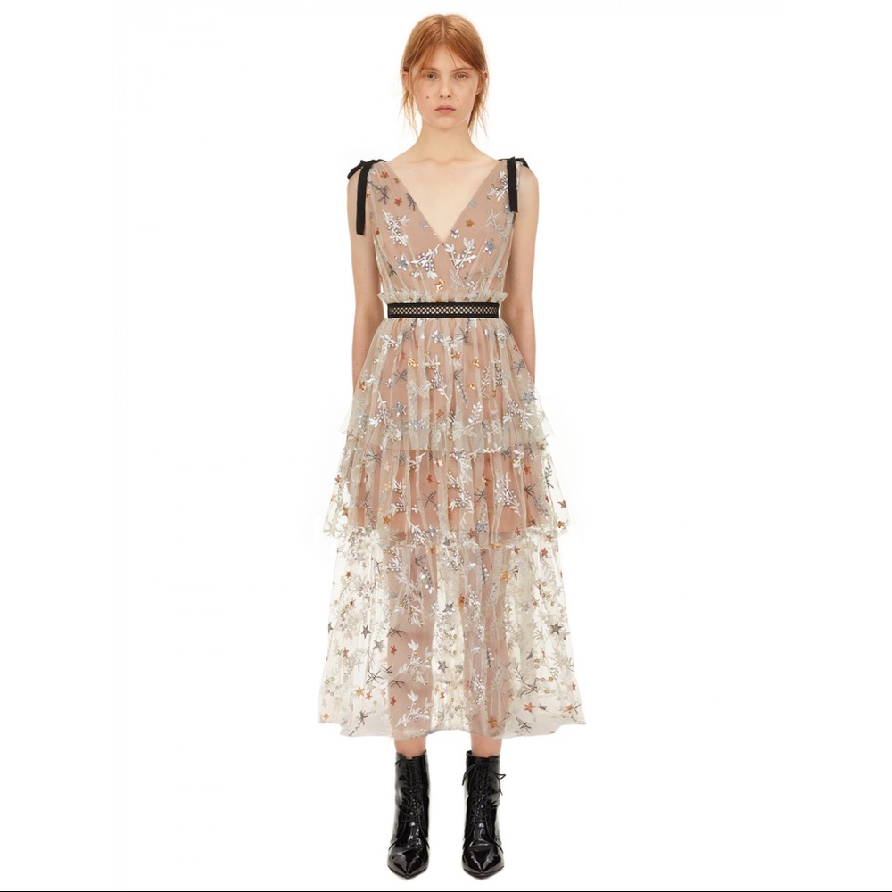 Self-portrait star mesh midi-dress UK size 8 (US size 4)